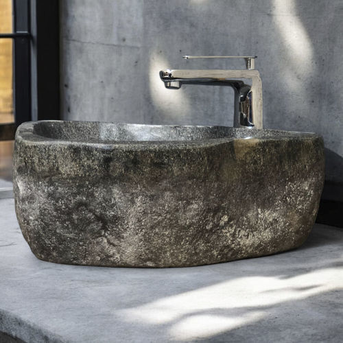 Cuba de apoio - HUDSON - ARRELART - em Riverstone® / em pedra natural / brilhante