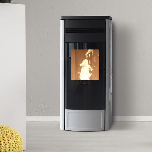 Salamandra com caldeira a pellets - STYLE 120 PLUS - Klover - 10 kW–20 kW / de instalação livre / contemporânea