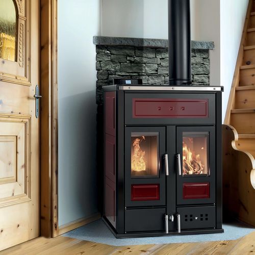 Salamandra com caldeira a pellets - BI-FIRE MID - Klover - a lenha / 10 kW–20 kW / de instalação livre