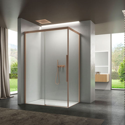 Cabine de banho em vidro - SPACE - Disenia - com porta de abrir / frontal / para cromoterapia