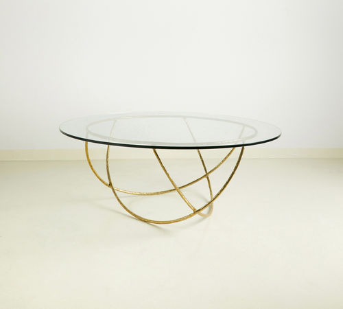 Mesa de centro contemporânea - BIG BASKET - MASAYA - em vidro / com base em latão / redonda