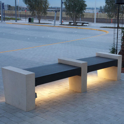 Banco para espaço público contemporâneo - CANTERBURY DESIGNS - em concreto / em compósito / com iluminação