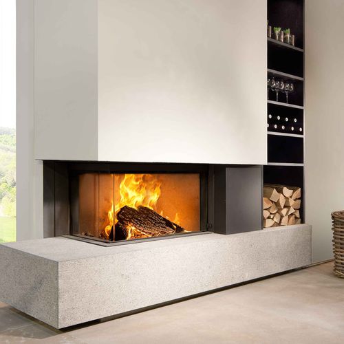 Lareira a lenha - KALFIRE HEAT PURE W65/38C - Bespoke Fireplace Designs - de embutir / de canto / fechada
