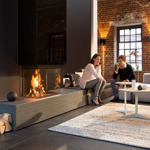 Lareira a lenha - KALFIRE HEAT PURE W66/48S - Bespoke Fireplace Designs - de embutir / com 3 faces / fechada