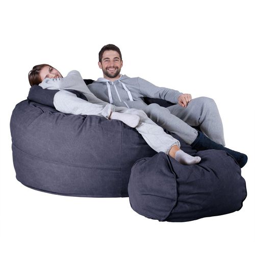 Puff pera contemporâneo - LPC1000MFBBDENNAV - Big Bertha Original™ - em material têxtil / azul / duplo