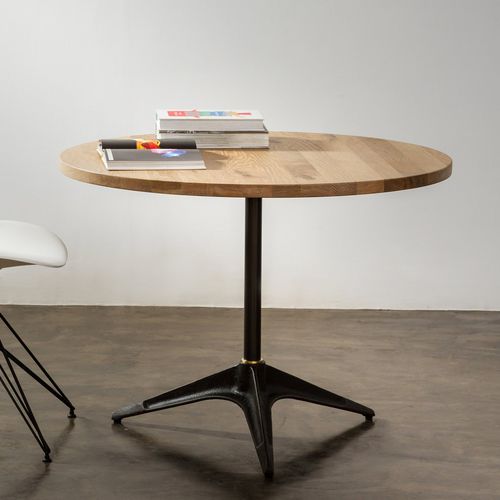 Mesa de lanchonete contemporânea - COMPASS  - District 8 - em aço / em carvalho / redonda