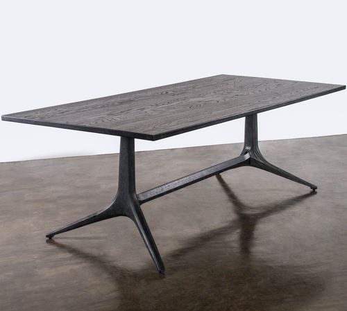 Mesa de jantar contemporânea - KAHN TRESTLE - District 8 - em carvalho / em concreto / retangular