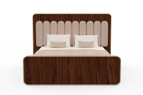 Cama de casal - Nara - Muranti - contemporânea / com cabeceira estofada / em veludo