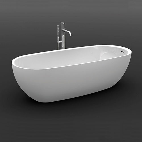 Banheira oval - EGG - Valadares - freestanding / em compósito / branca
