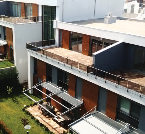 Cobertura para varanda - SAPPHIRE - BYART GROUP - em alumínio / de lona / plana