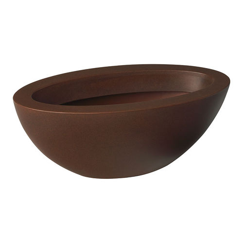 Vaso de jardim em polietileno rotomoldado - Freccia - PASQUINI & BINI - oval / da linha residencial / marrom