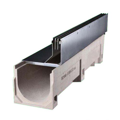 Calha de escoamento para espaço público - YT300-U20350PC - Fujian Yete Industry Co.,Ltd. - com fenda lateral / em concreto de resina / grelha de aço galvanizado