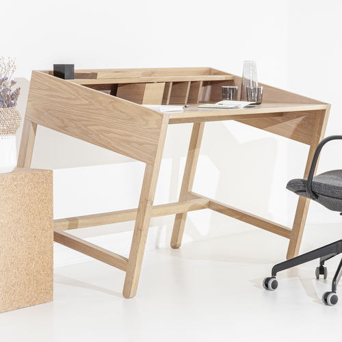 Mesa secretária contemporânea - TORTA - PORVENTURA - em carvalho / em nogueira americana / ergonômica