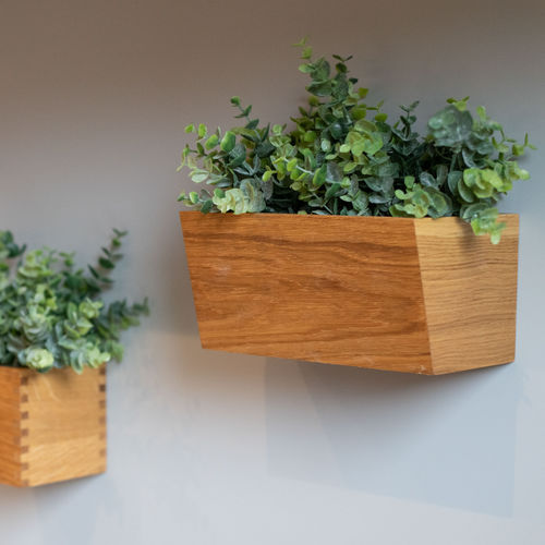 Vaso de jardim em carvalho - W • BIG • oblique - 3S design - de parede / retangular / da linha residencial