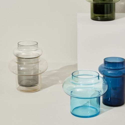 Vaso contemporâneo - Inception - Hübsch A/S - em vidro / feito à mão / cinza