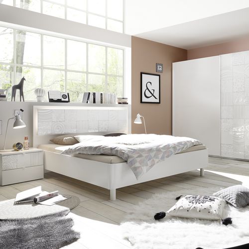 Cama de casal - XAOS - LC spa - contemporânea / com cabeceira / em carvalho