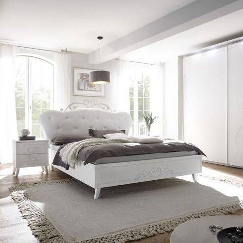 Cama de casal - NIVEA - LC spa - de estilo / com cabeceira estofada / em carvalho
