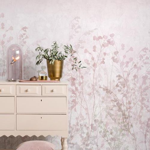 Papel de parede contemporâneo - FLOWN - ROSE ASH - Mr Perswall - em tecido não tecido / com padrão floral / rosa