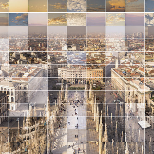 Quadro decorativo misto - MILAN LANDSCAPE | PICTURES COLLAGE ART DUOMO - San Polo Art Gallery | Contemporary Art & Design i - em papel / paisagem / para galeria de arte