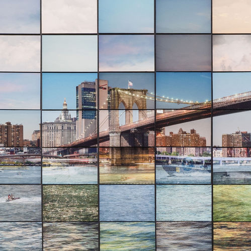 Gravura impressa em tela - NEW YORK BROOKLYN BRIDGE | ART COLLAGE | PHOTOS FRAGMENTS - San Polo Art Gallery | Contemporary Art & Design i - em papel / digital / fotográfica