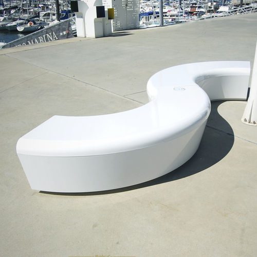 Banco para espaço público contemporâneo - OMNIBENCH - OMNIFLOW - de fibra de vidro / de resina / modular