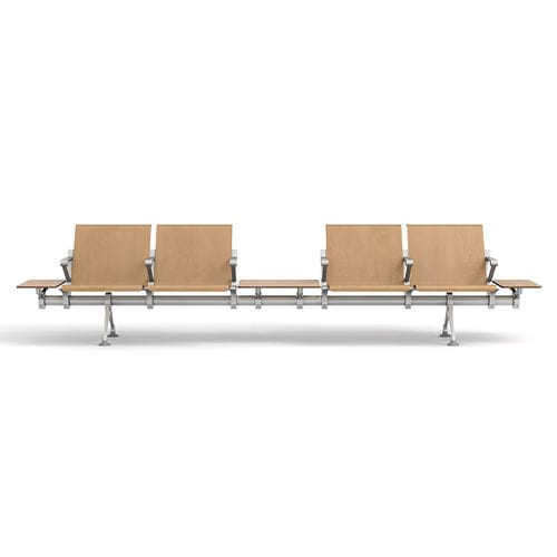 Cadeira longarina em aço - MASTER WOOD - IMAT MOBILIARIO Y DISEÑO S.A. - em alumínio / em faia / de 4 lugares