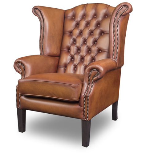Poltrona Chesterfield - SCROLL - Bendic International - em couro / com almofada removível / de orelhas