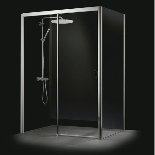 Cabine de banho em vidro temperado - PIANA X-FREE - PALME Duschabtrennungen GmbH - com porta articulada / de canto / vidro transparente