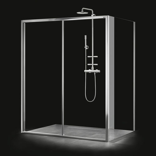 Cabine de banho em vidro temperado - DRIVE 1.0 - PALME Duschabtrennungen GmbH - com portas de correr / de canto / vidro transparente