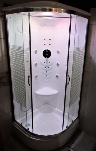 Cabine de hidromassagem de canto - EXTRA - hydrobs - luminosa / em vidro / em cromo
