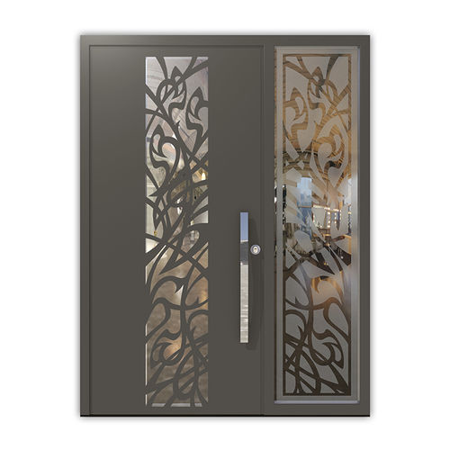 Porta de entrada - RIVANNA - REMO Security Doors - em aço galvanizado / de abrir / com vidro