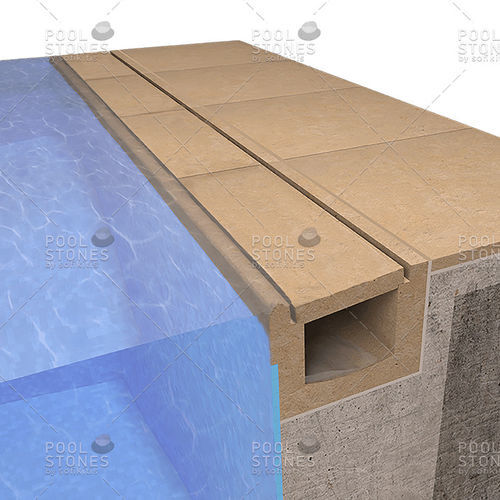 Grelha para calha de transbordo em pedra natural - System No18 - Poolstones - para piscina