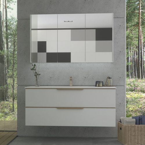 Gabinete de banheiro duplo - AMBER - UAB KAME - suspenso / em MDF / em Corian®