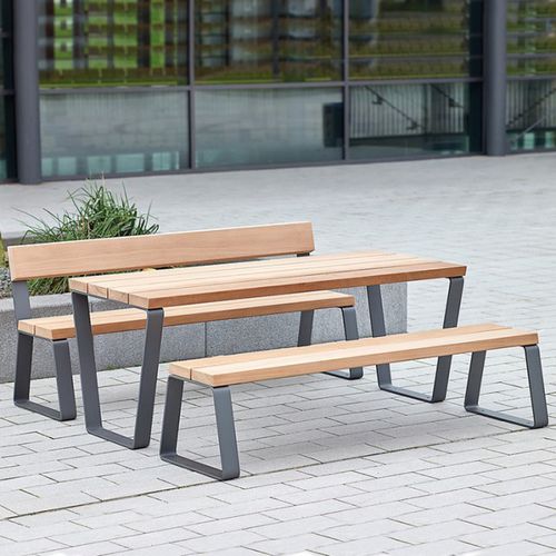 Conjunto de mesa e bancos contemporâneo - CAMPUS - Bailey streetscene - em madeira / em alumínio / para ambiente externo