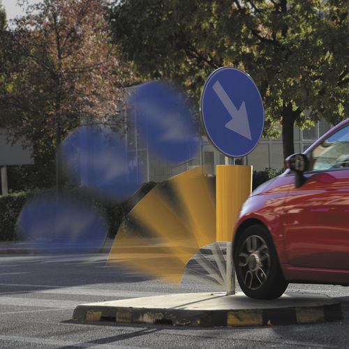 Poste para sinalização rodoviária - ROBINSON90 - SAEDI Ltd - em aço / flexível / para estacionamento