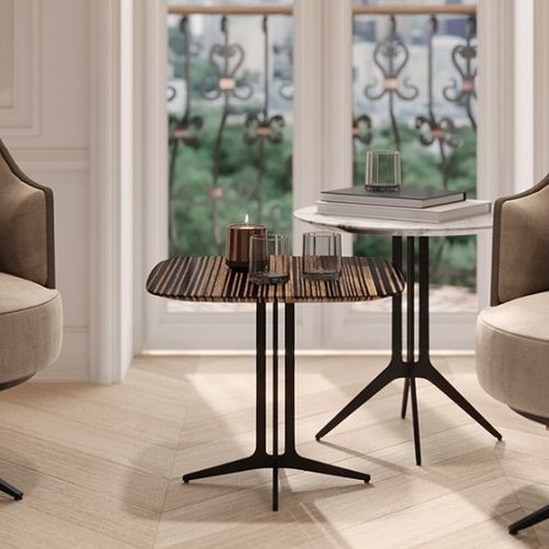 Mesa lateral contemporânea - FLAMINGO II - Praddy Unipessoal lda - metálica / com base metálica / circular