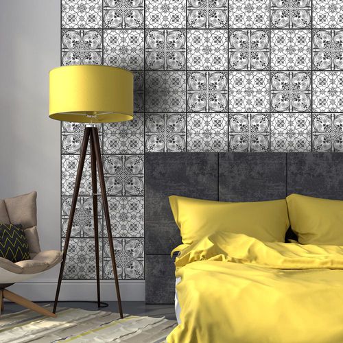 Papel de parede contemporâneo - ORNAMENT - WALL DESIGNERS - estampado / efeito de ladrilho / preto