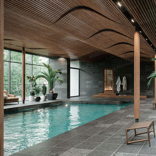 Forro metálico - FLEXIBLE TRAVERSE - KRAFT Deckensysteme Ukraine - em nuvens / para piscina / para ambiente interno