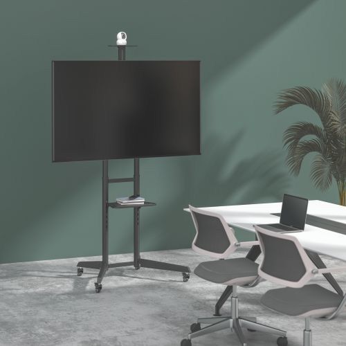 Suporte de piso para TV contemporâneo - T1040 - LUMI LEGEND CORP. - com rodízios / em aço / da linha comercial