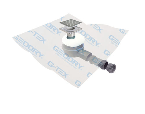 Caixa sifonada em aço inoxidável - AQUA-GO SQUARE - GEODRY - para box de banheiro / com grelha / com canal lateral