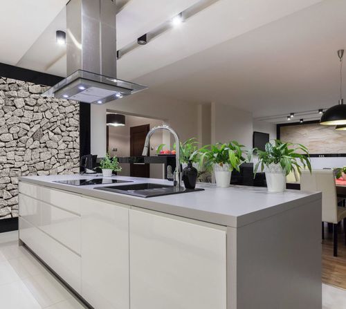 Tampo de bancada em pedra reconstituída - ESSENTIAL - Technistone a.s. - para cozinha / polido / de borda reta
