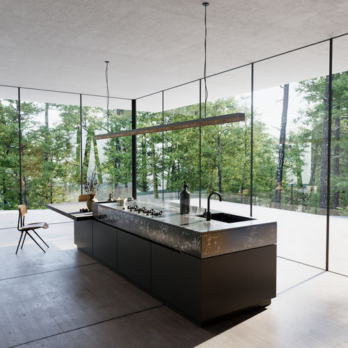 Tampo de bancada em quartzo - PEARL LAVA - Technistone a.s. - para cozinha / polido / de borda reta