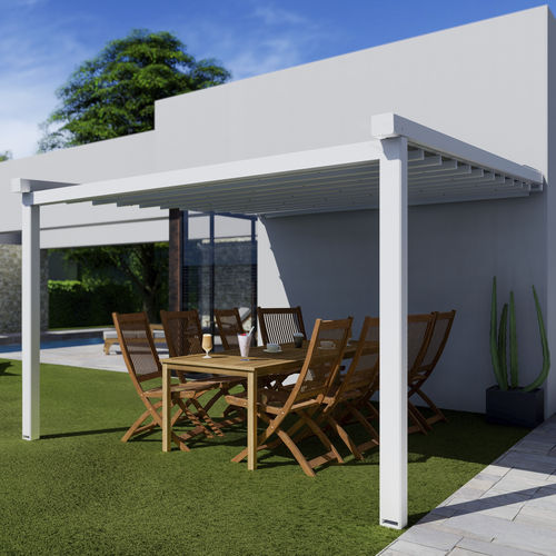 Pérgola apoiada em parede - DAKHLA LITE - Sahara Pergolas - em alumínio / com cobertura em tela / com cobertura retrátil