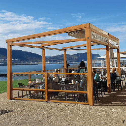 Pérgola em alumínio - DAKHLA PILARES - Sahara Pergolas - com cobertura em tela / sob medida / motorizada