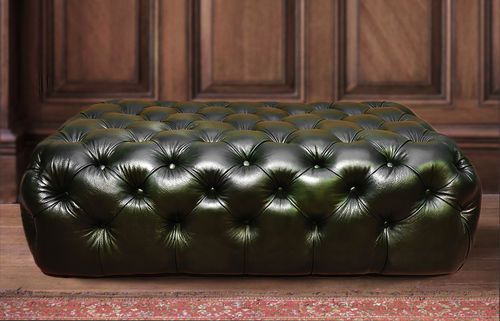 Otomana Chesterfield - Harleq - em couro / quadrada / retangular