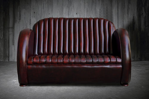 Sofá compacto - AVIATOR - Harleq - de estilo Art Déco / para recepção / em couro