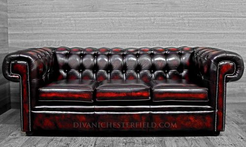Sofá Chesterfield - SQUARED  - Harleq - em couro / em madeira / de 3 lugares