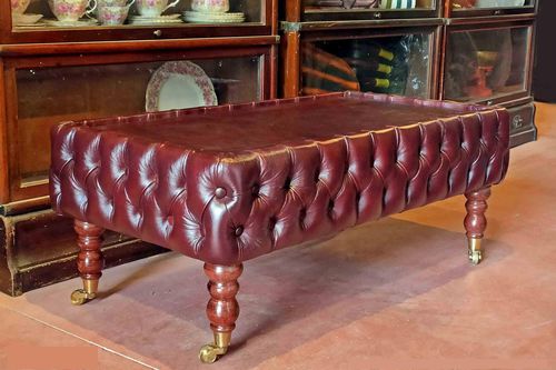 Mesa de centro Chesterfield - EXCLUSIVE - Harleq - em couro / com base em madeira / retangular