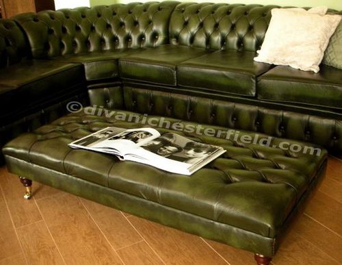 Otomana Chesterfield - ROYALE EXTRA LARGE - Harleq - em couro / em latão / retangular