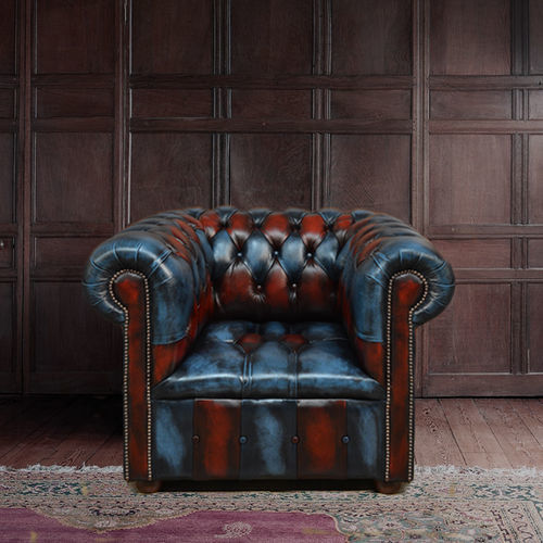 Poltrona Club Chesterfield - DEVIL  - Harleq - em couro de grão integral / em madeira maciça / em faia